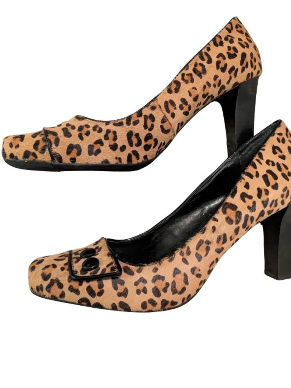 Franco Sarto Leopard Print Pumps in Tan and Black |  Ladies size 10